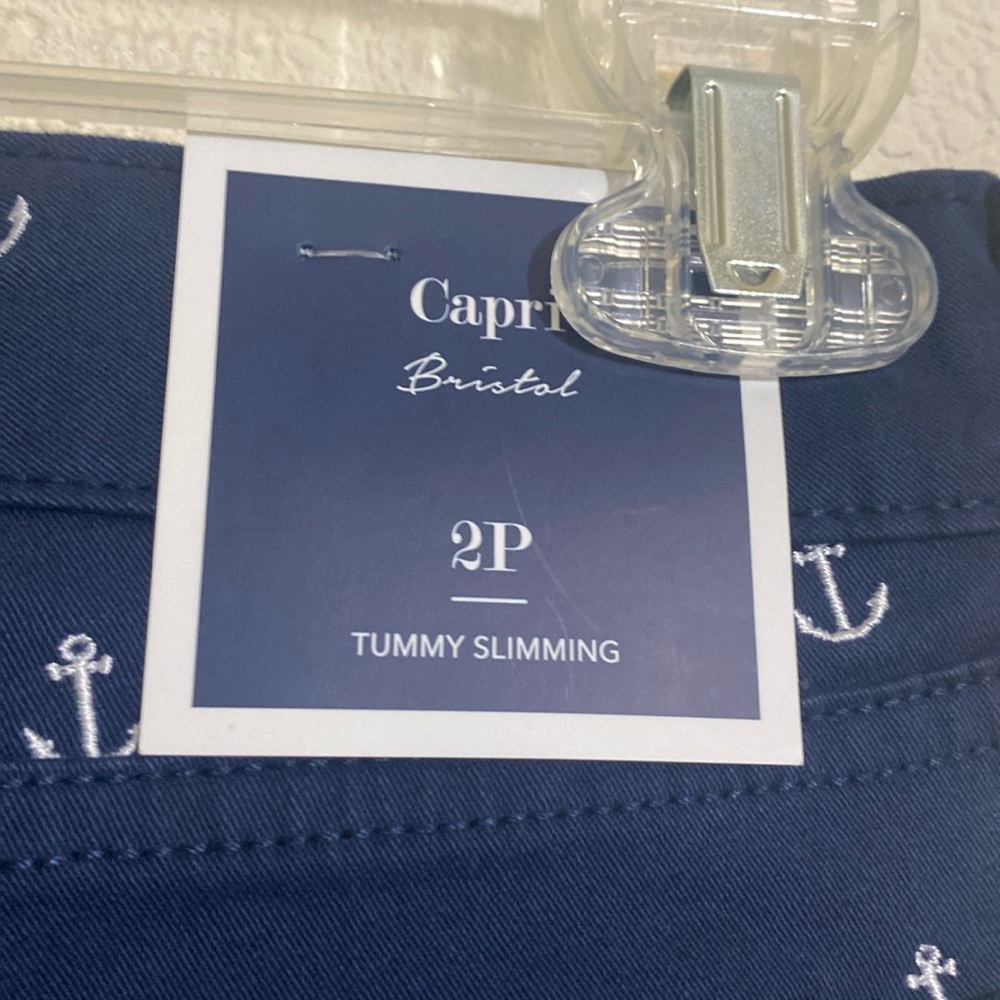 NWOT CHARTER CLUB Women's Bristol Capri Pants Anchor Embroidery Size 2P - Picture 5 of 9
